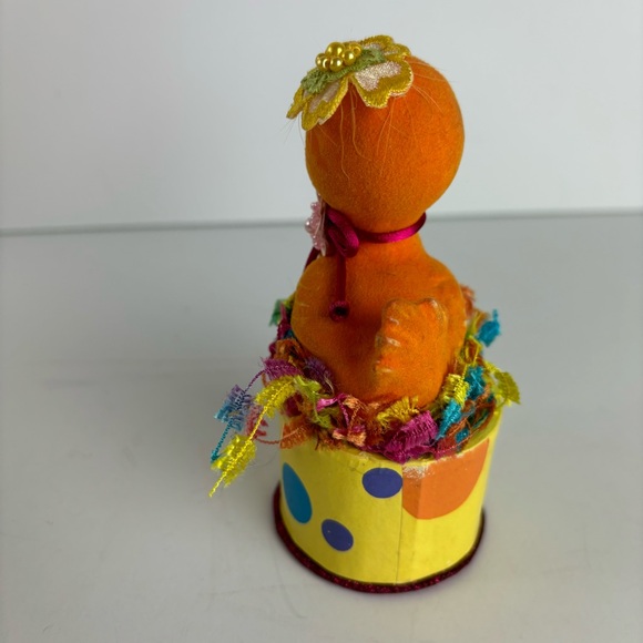 Katherine’s Collection-Whimsical Orange Flocked Duck on box-vintage - Picture 5 of 11